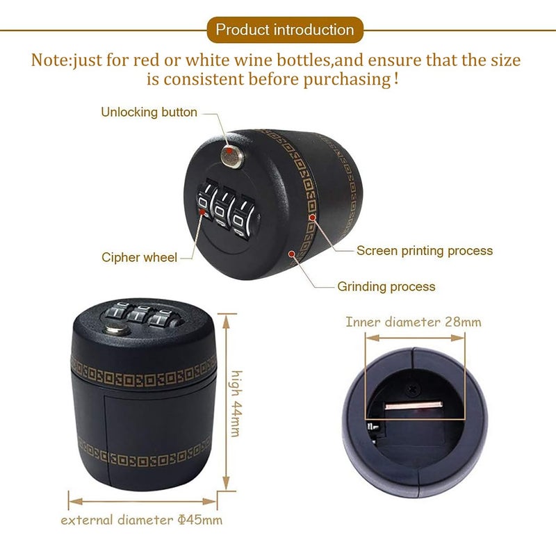 Comidox 2Pcs Wine Bottle Lock Combination Digital Password Code Lock Cap For Red Wine Bottle Vacuum Picks Stopper Conservation - Image 5